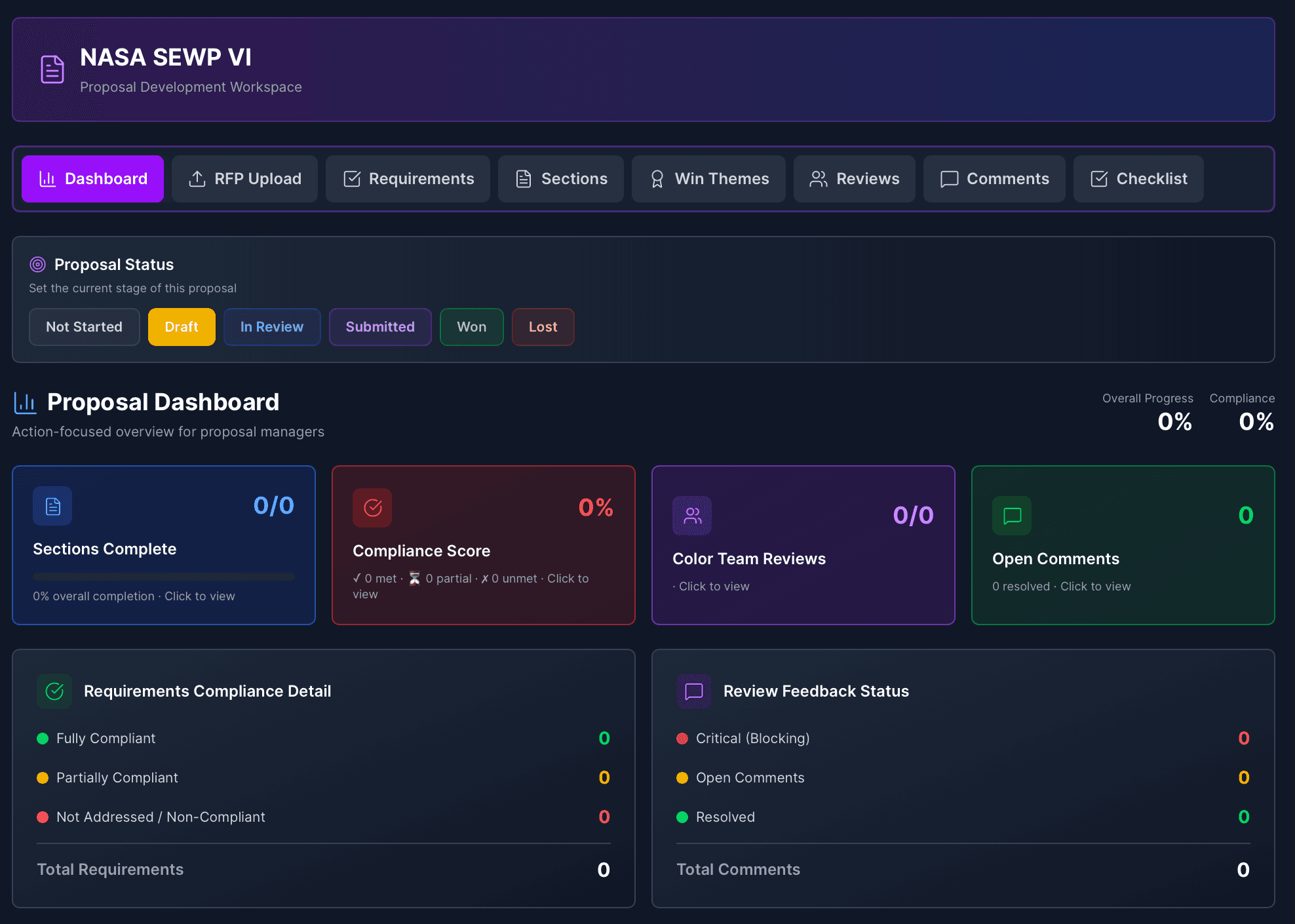 Proposal Command Center dashboard